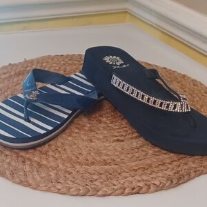 Yellow Box Navy Flip Flops with Jewels, Nautica Navy& White Flip Flops w/Anchor